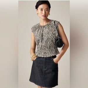 J. Crew Animal Print Cap Sleeve Blouse